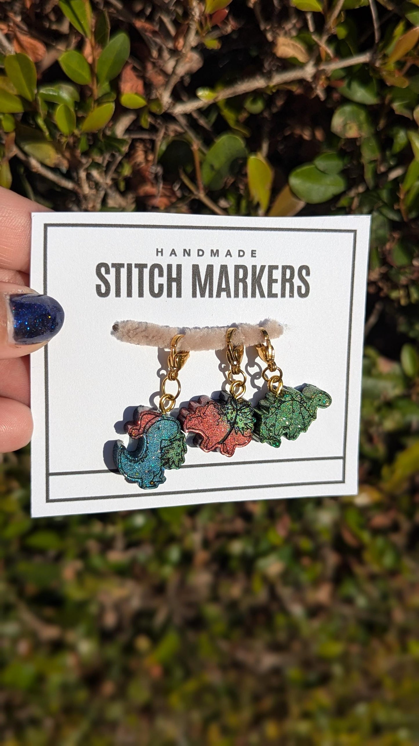 Holiday Dinosaur Stitch Markers