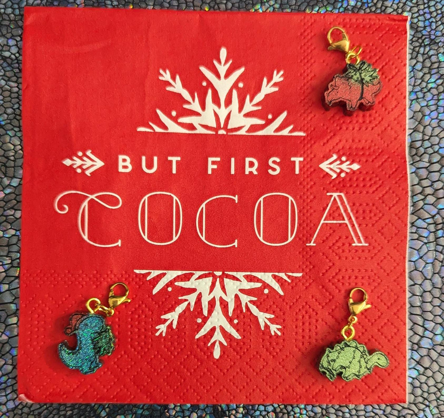 Holiday Dinosaur Stitch Markers