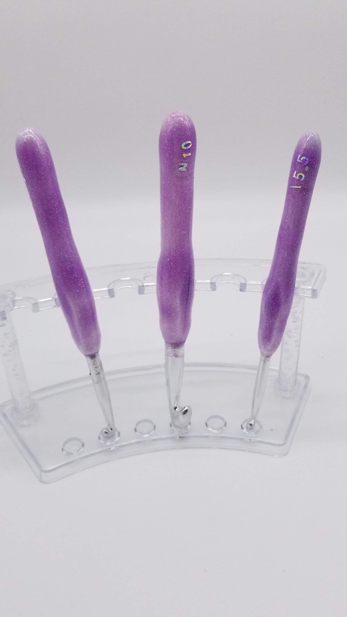 Purple to Turquoise Color Changing Glitter Crochet Hook