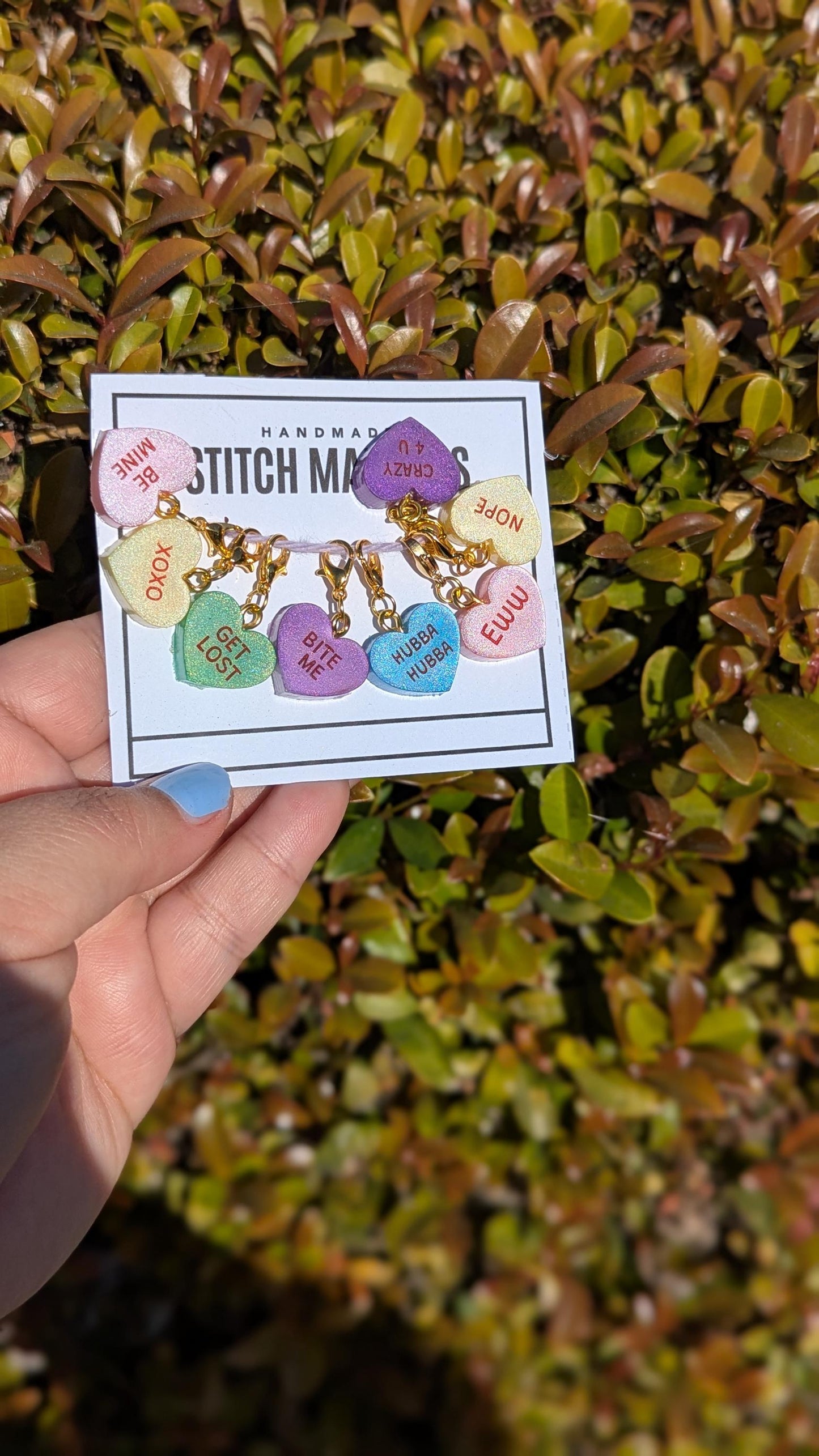 Conversation Hearts Stitch Markers