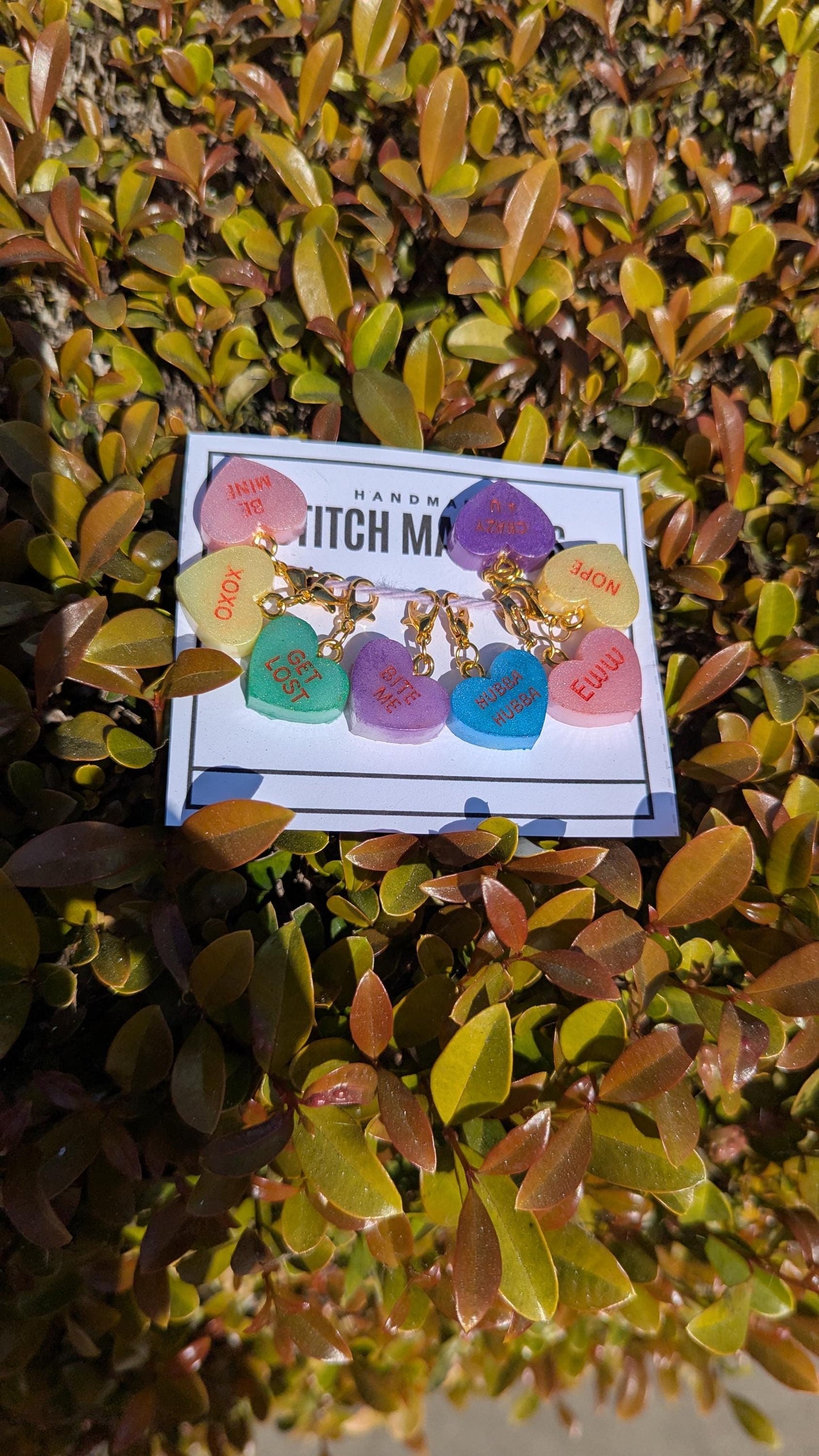 Conversation Hearts Stitch Markers