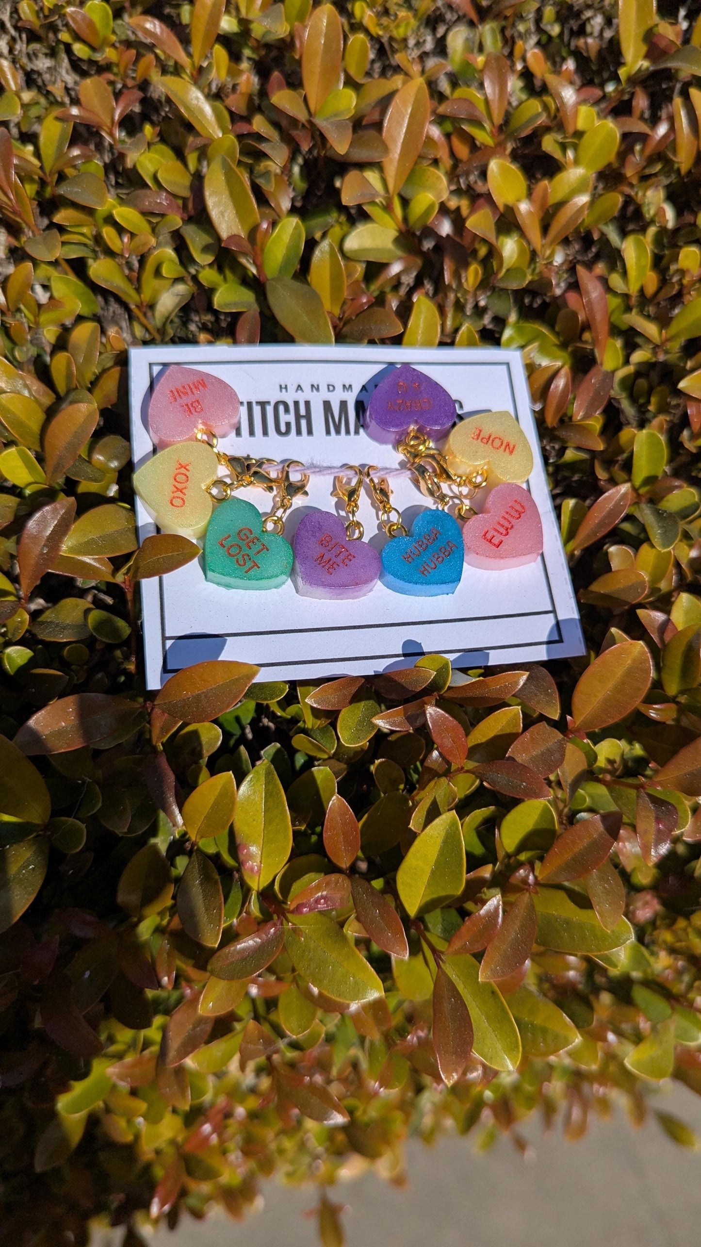 Conversation Hearts Stitch Markers