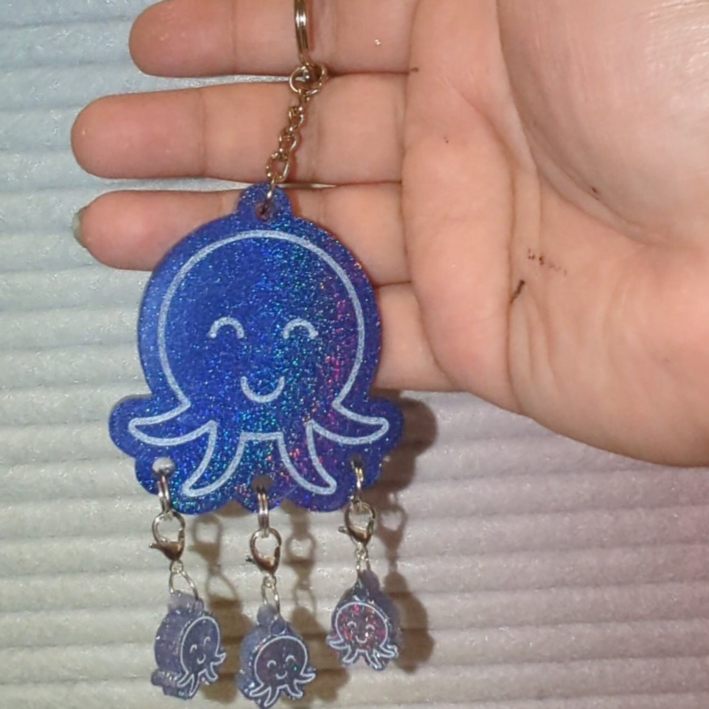 Momma Octopus stitch marker keychain