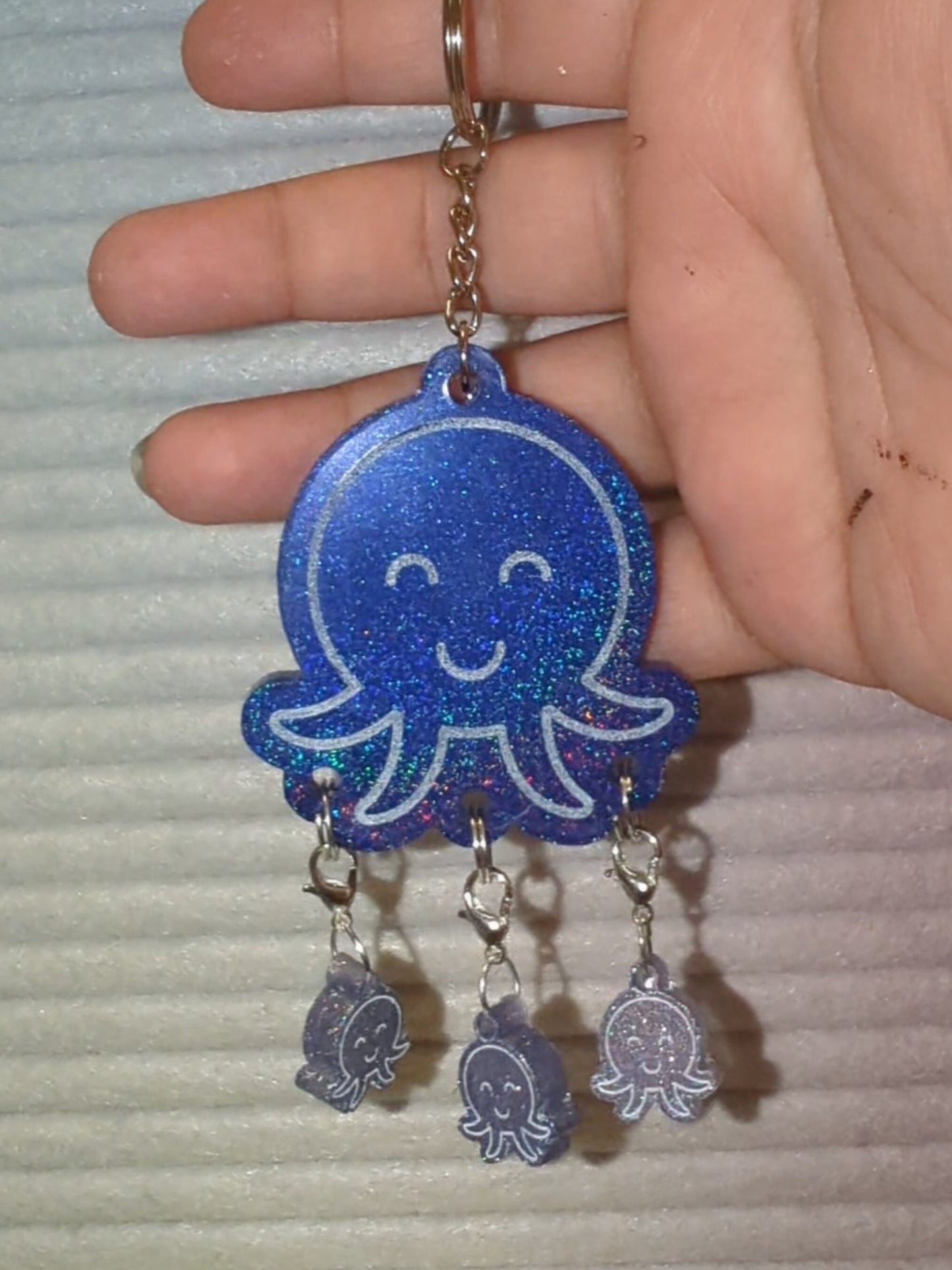 Momma Octopus stitch marker keychain