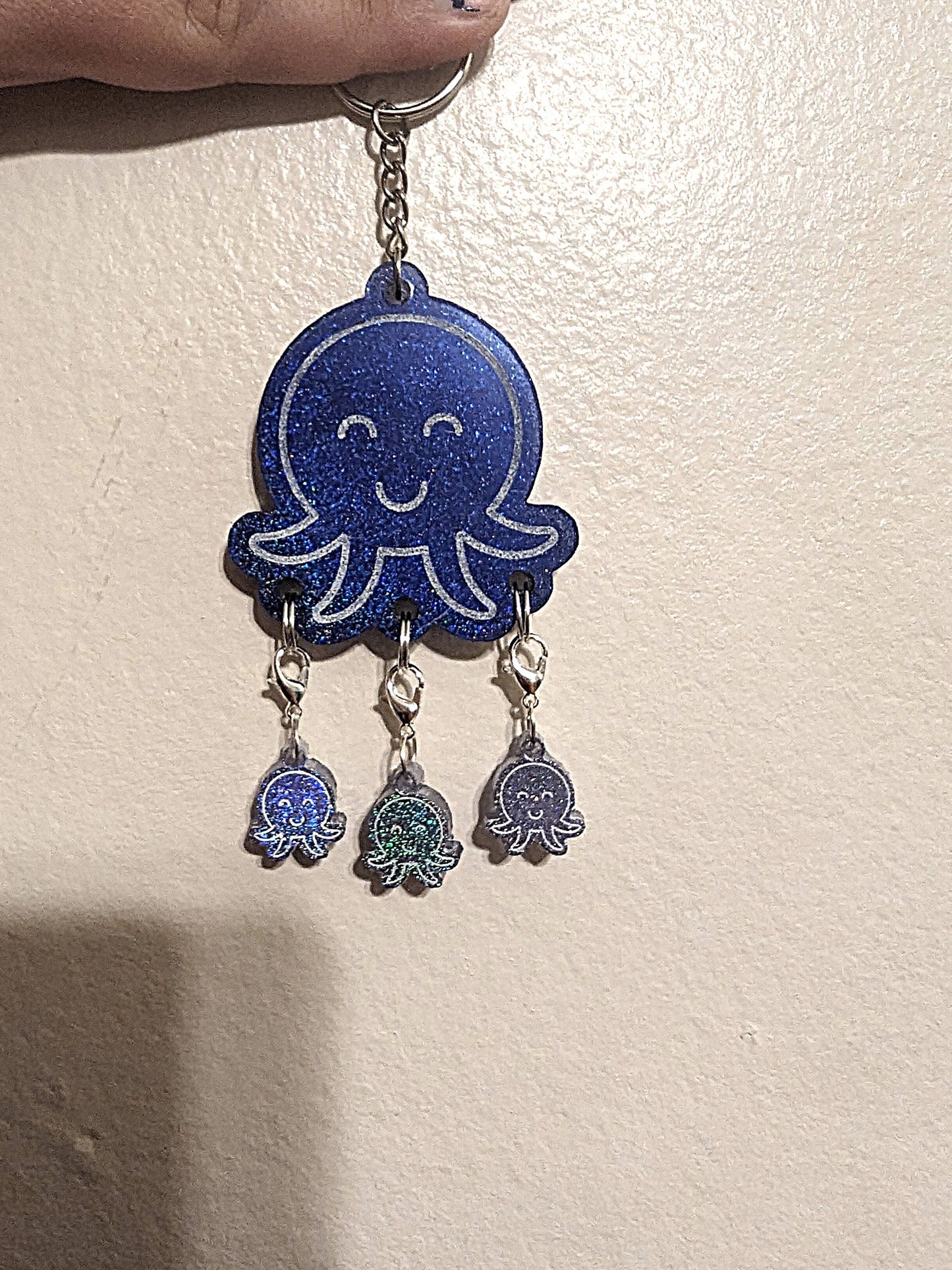 Momma Octopus stitch marker keychain