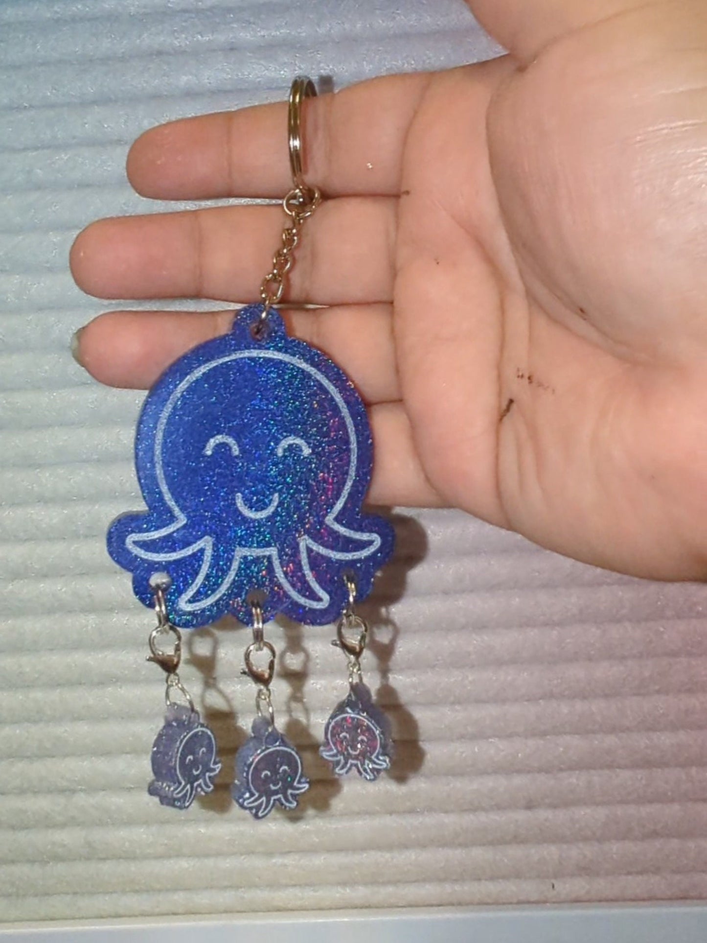 Momma Octopus stitch marker keychain