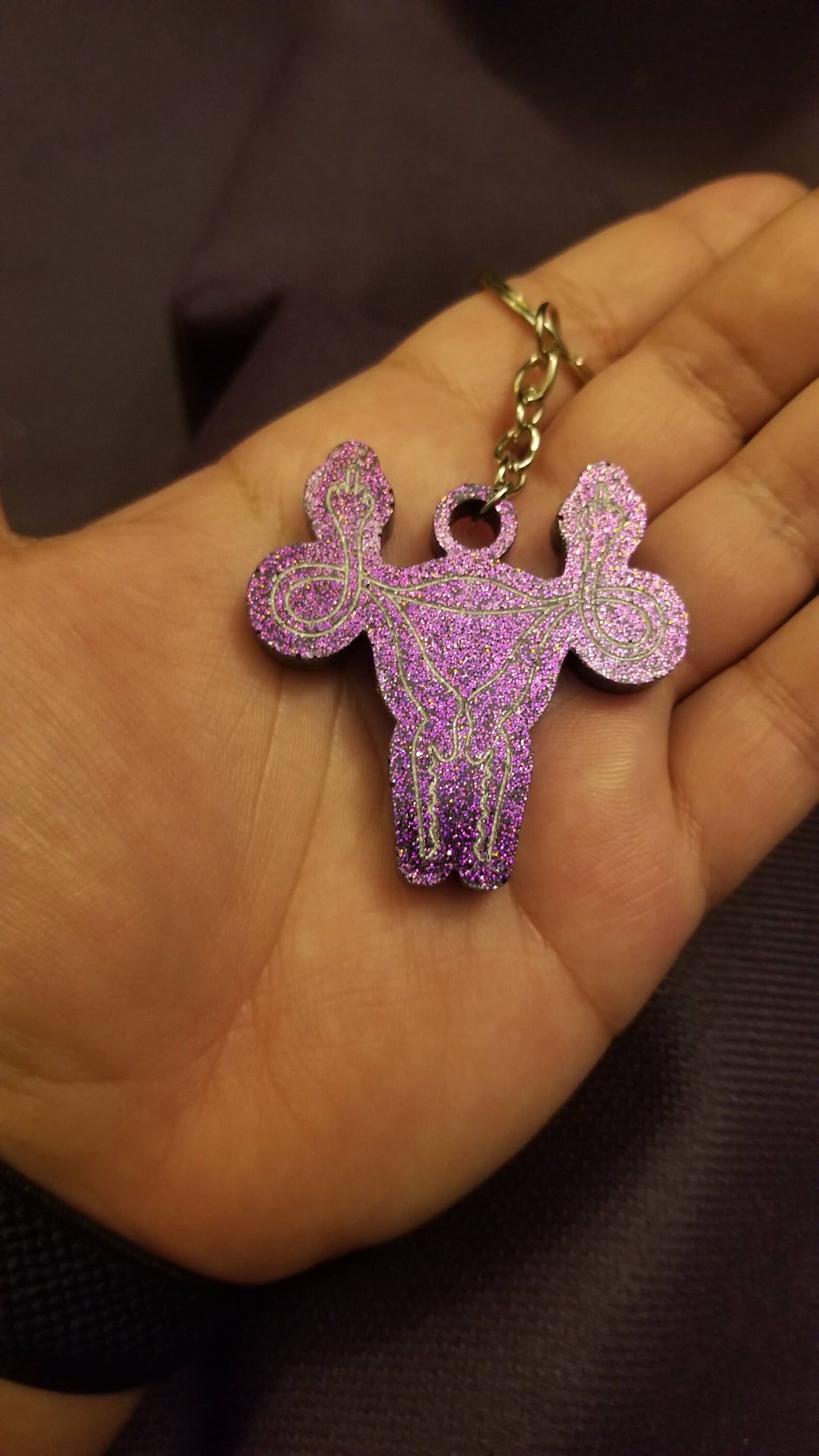 Glitter Uterus Keychain