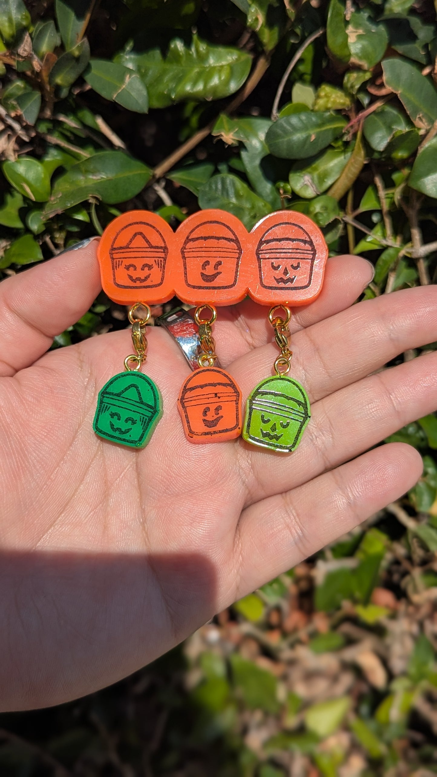 Boo Bucket Stitch Marker Pin - Glow in the Dark