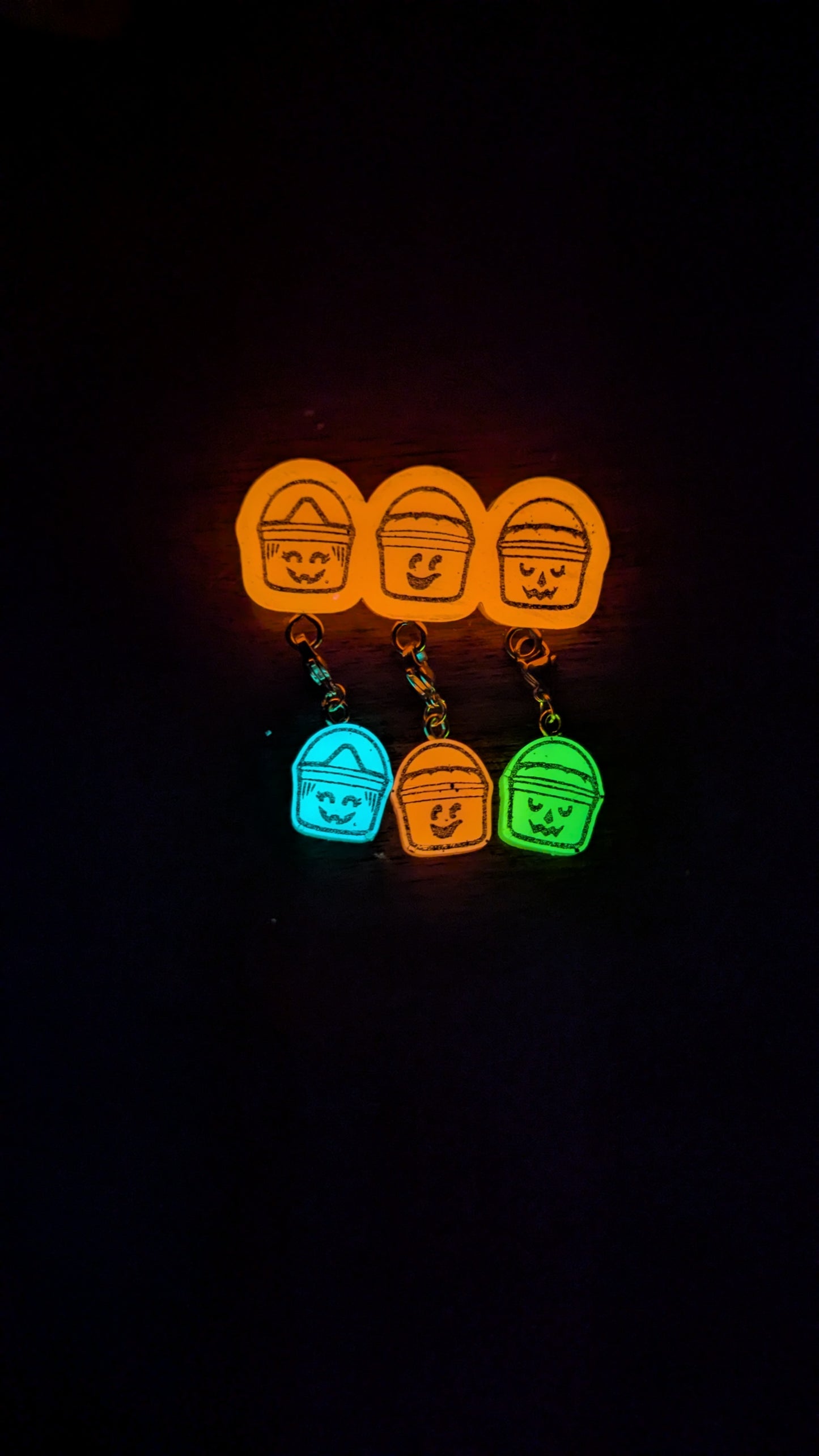 Boo Bucket Stitch Marker Pin - Glow in the Dark