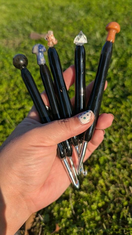 Crystal topped Crochet Hooks