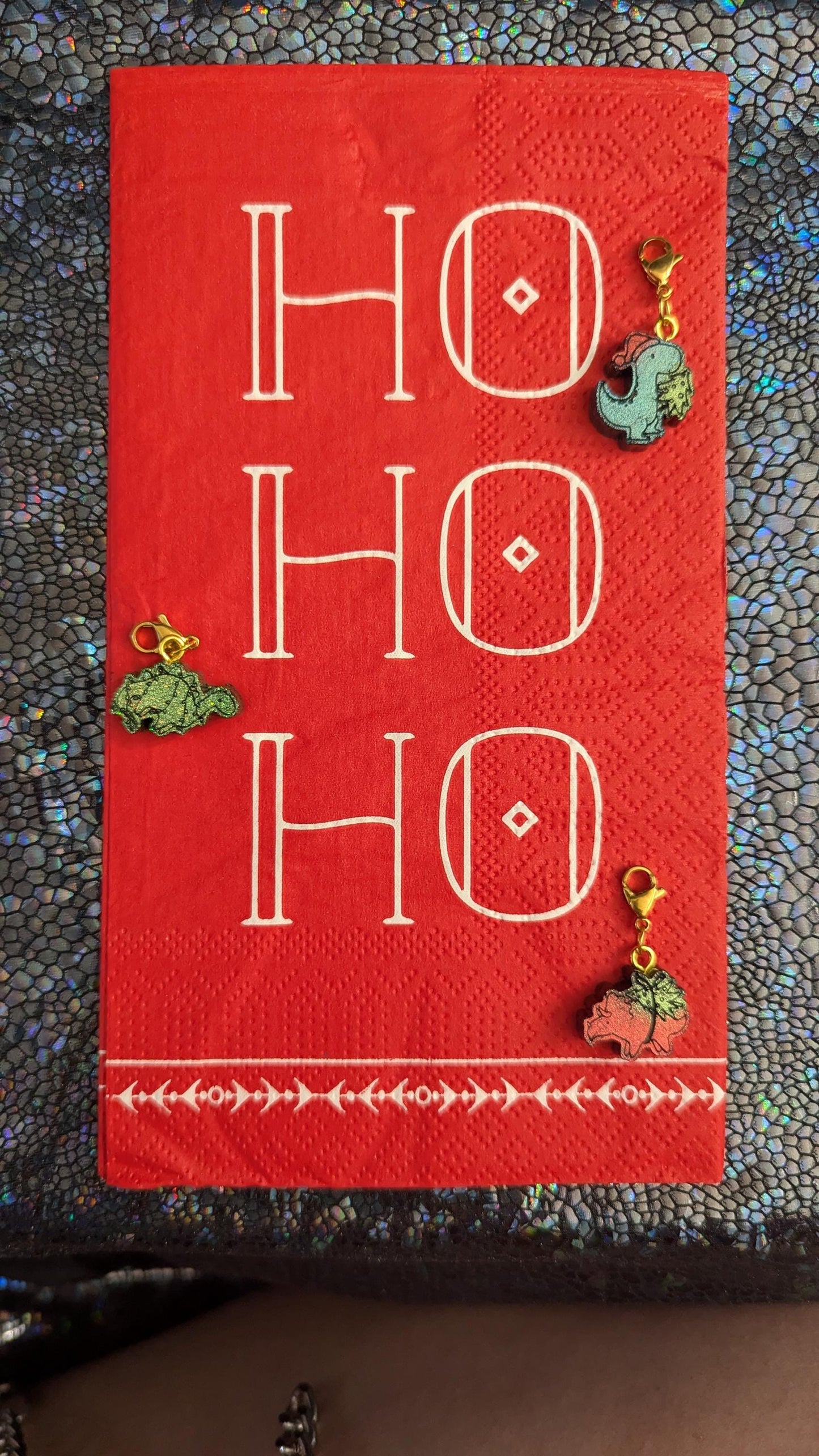 Holiday Dinosaur Stitch Markers