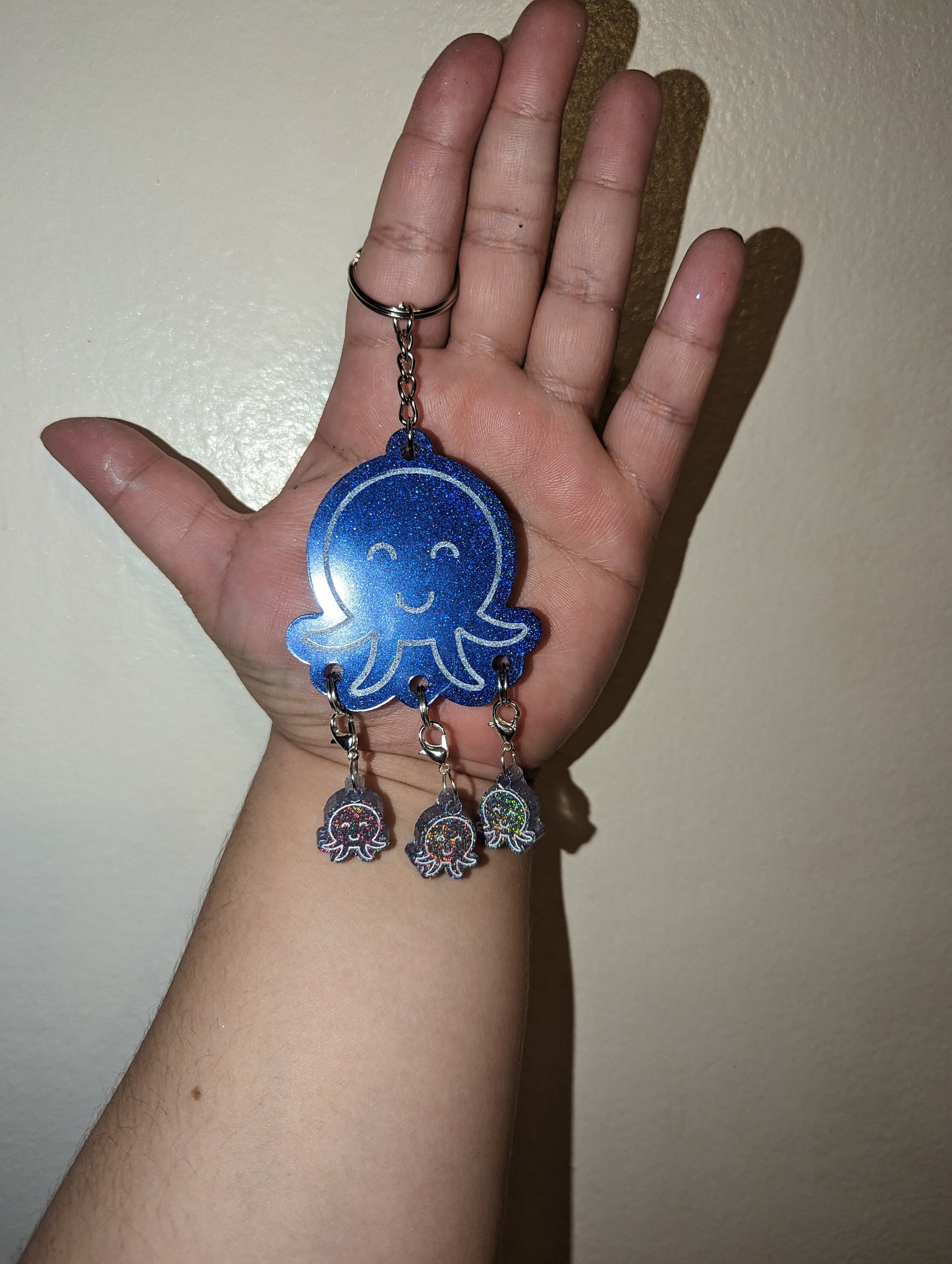 Momma Octopus stitch marker keychain