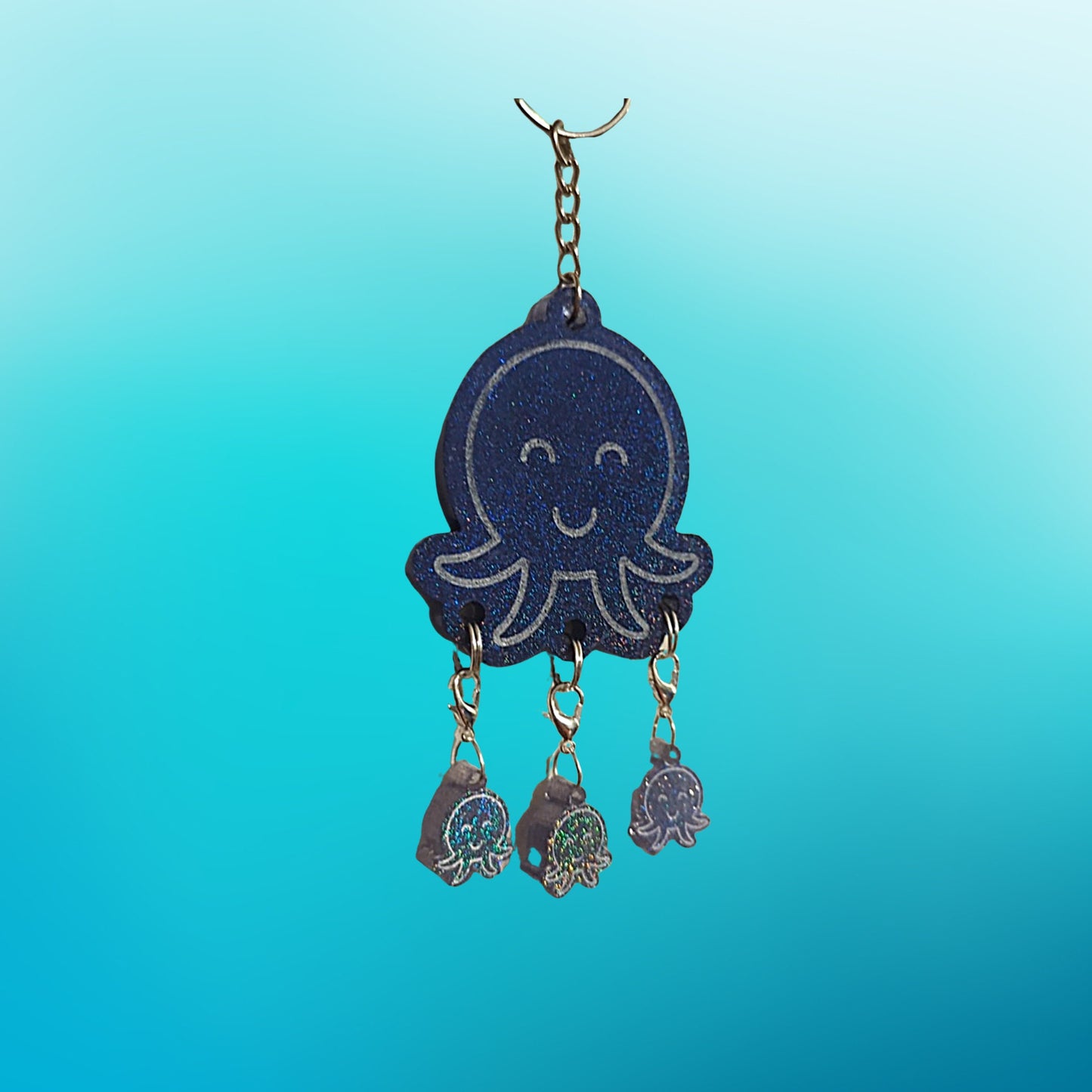 Momma Octopus stitch marker keychain
