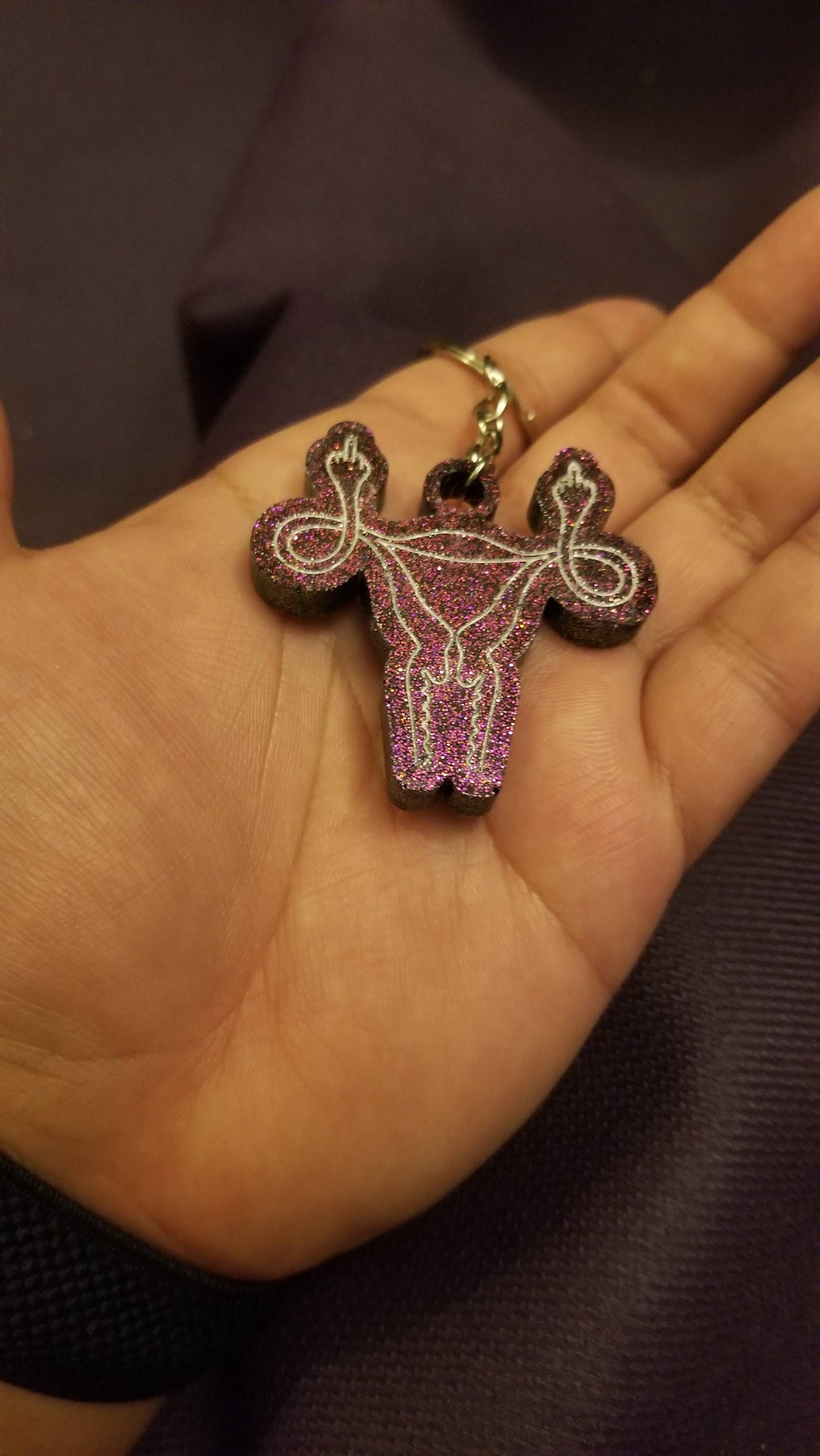 Glitter Uterus Keychain