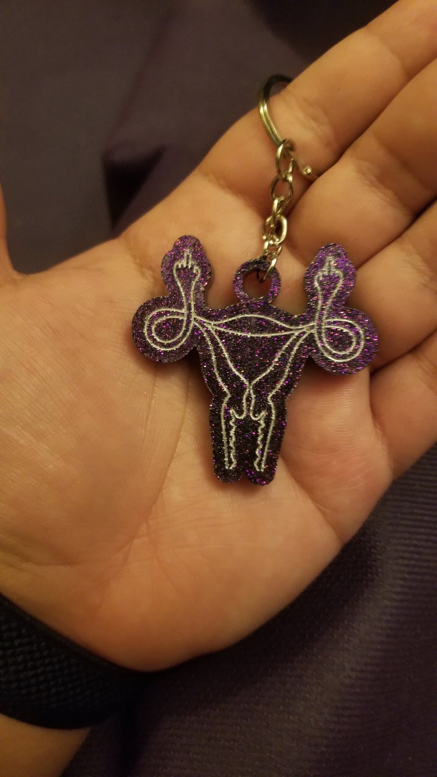 Glitter Uterus Keychain