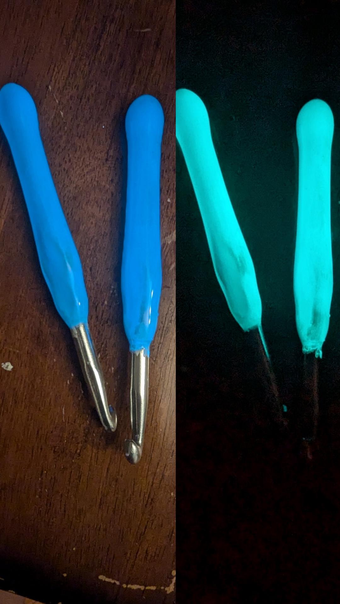 Blue Glow in the Dark Crochet Hook - novelty crochet hook, crochet gift