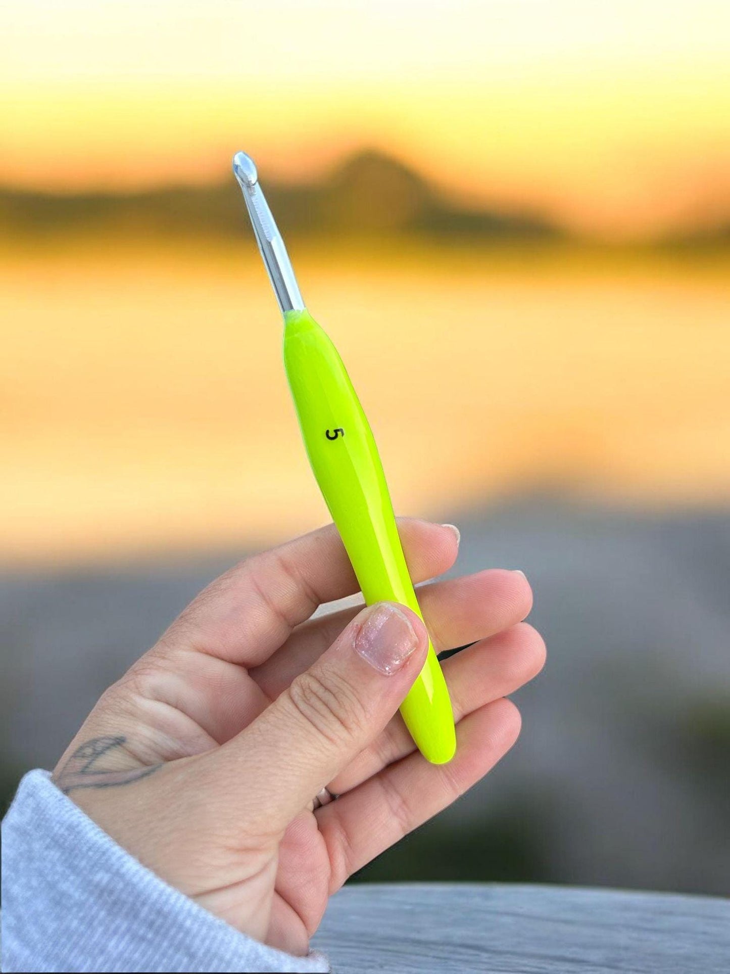 Yellow Glow in the Dark Crochet Hook - novelty crochet hook, crochet gift