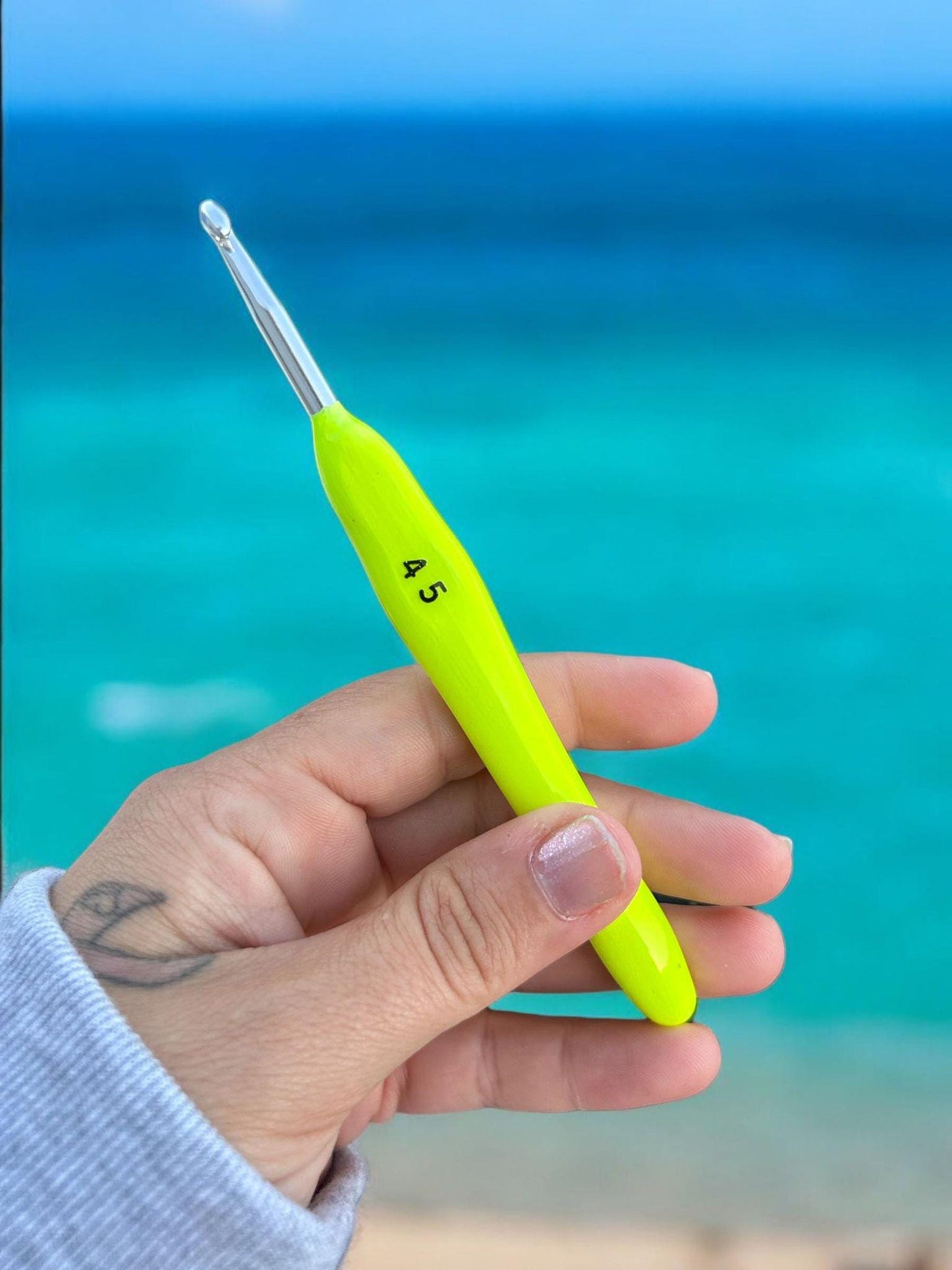 Yellow Glow in the Dark Crochet Hook - novelty crochet hook, crochet gift