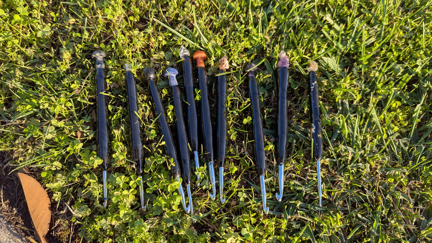 Custom Crystal topped Crochet Hooks