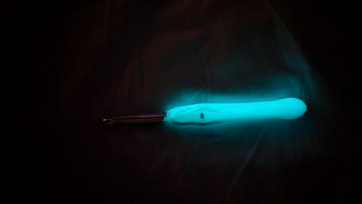 Blue Glow in the Dark Crochet Hook - novelty crochet hook, crochet gift