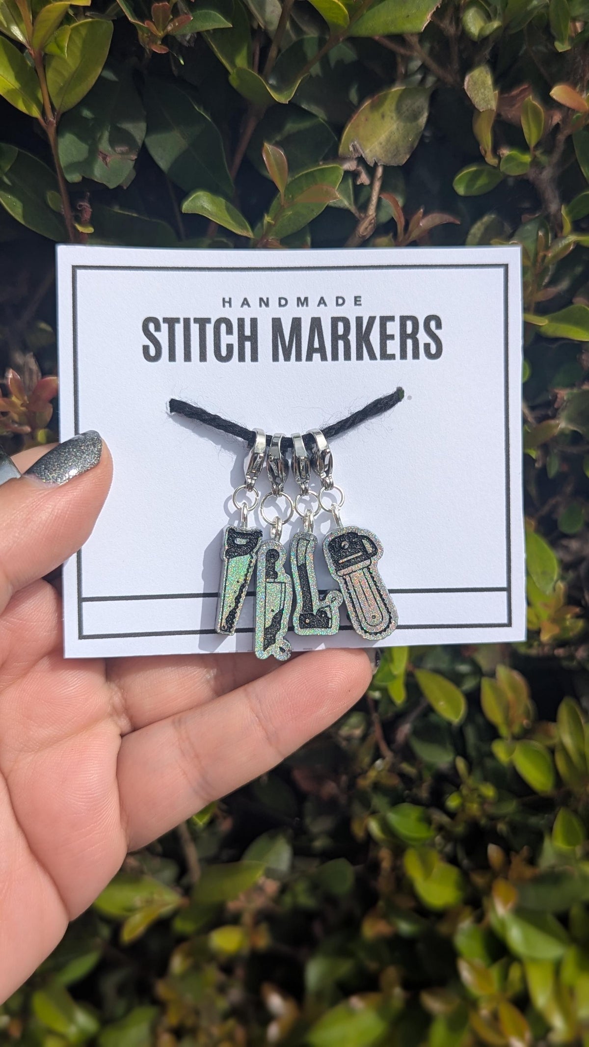 Creepy Tools Stitch Markers - Horror progress keeper, spooky season crochet gift, knitting notion