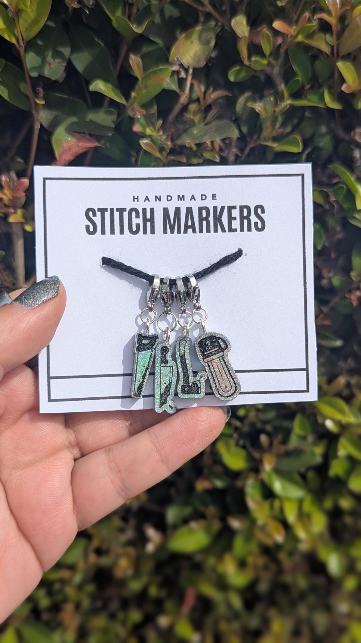 Creepy Tools Stitch Markers - Horror progress keeper, spooky season crochet gift, knitting notion