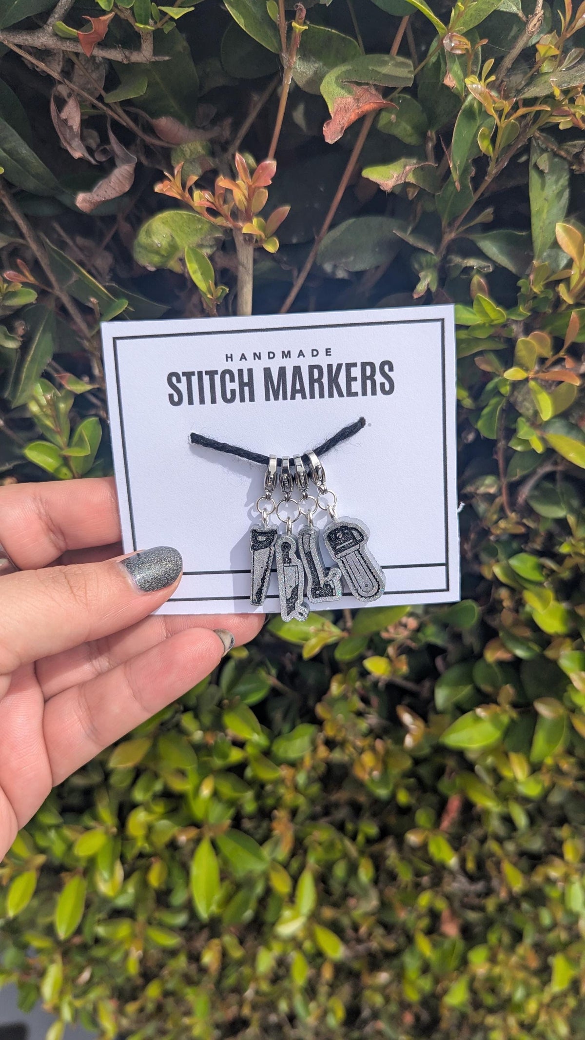 Creepy Tools Stitch Markers - Horror progress keeper, spooky season crochet gift, knitting notion
