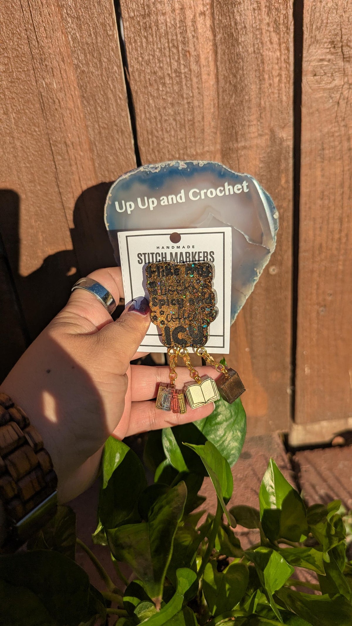I like my books spicy and coffee icy - stitch marker pin holder