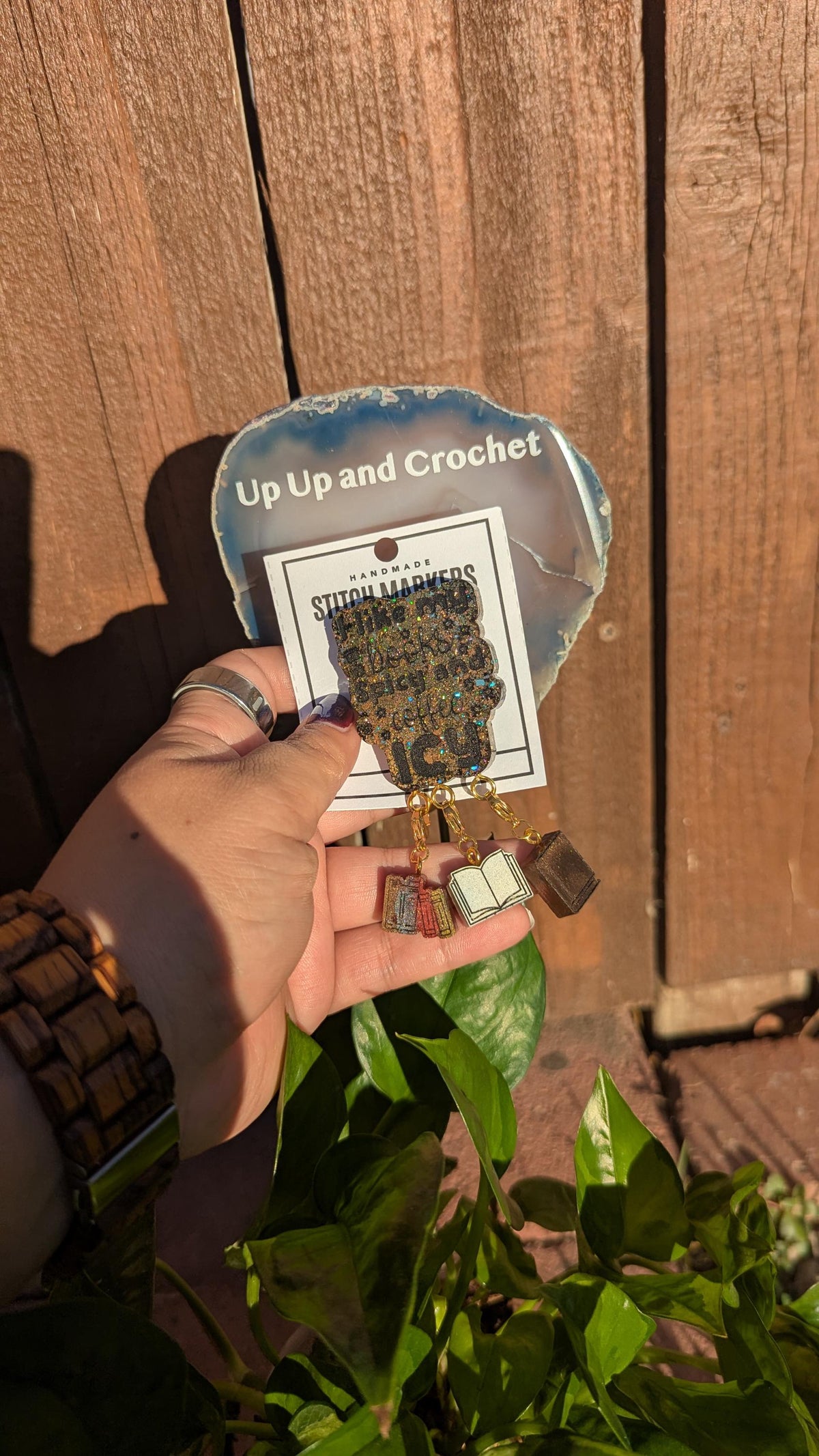 I like my books spicy and coffee icy - stitch marker pin holder