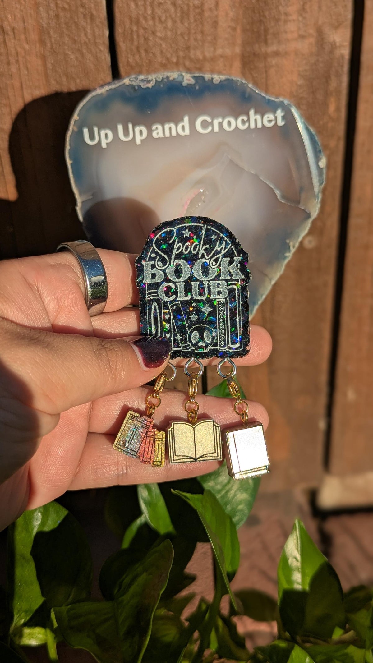 Spooky Book Club - stitch marker pin holder