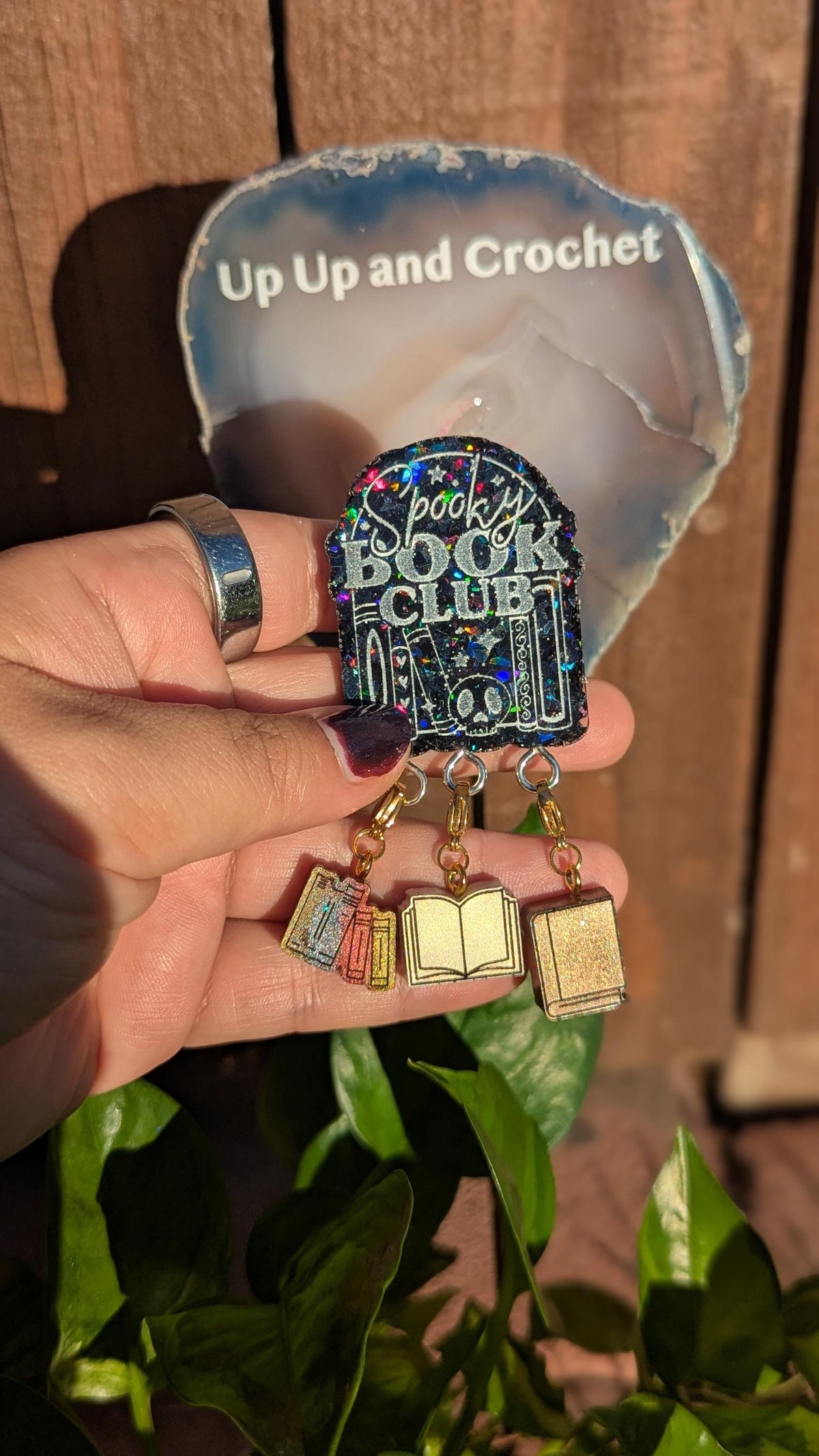 Spooky Book Club - stitch marker pin holder