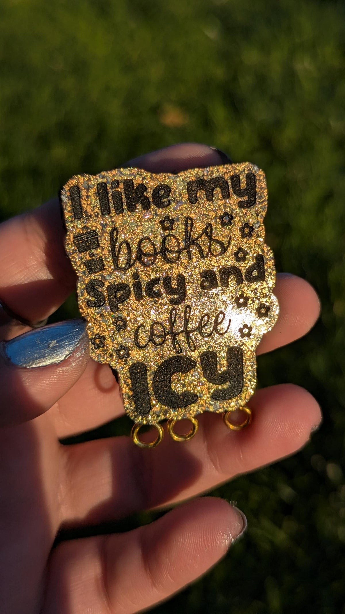 I like my books spicy and coffee icy - stitch marker pin holder