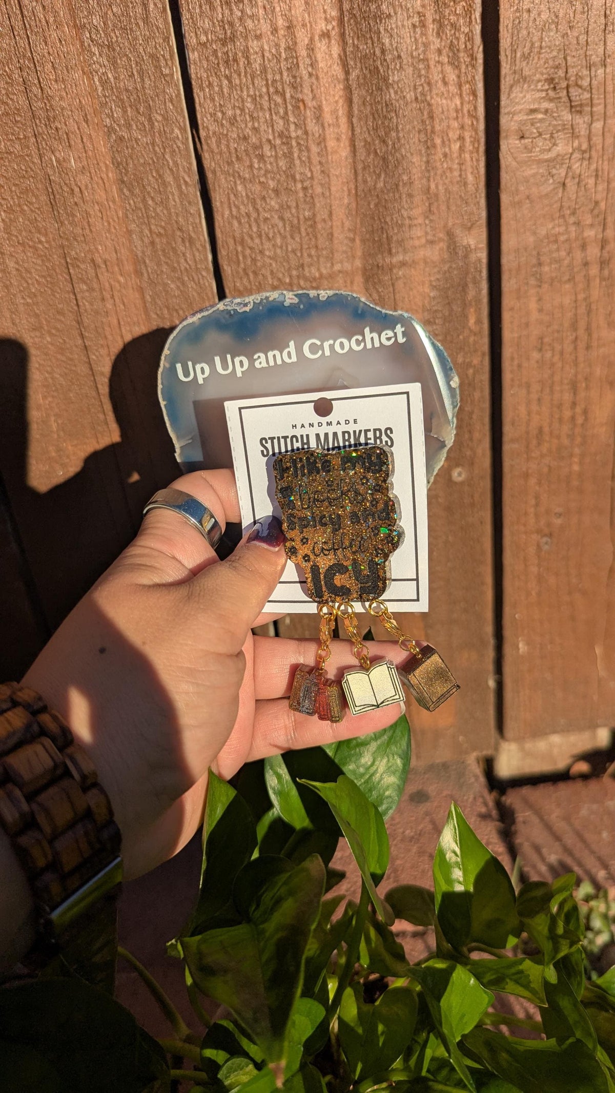 I like my books spicy and coffee icy - stitch marker pin holder