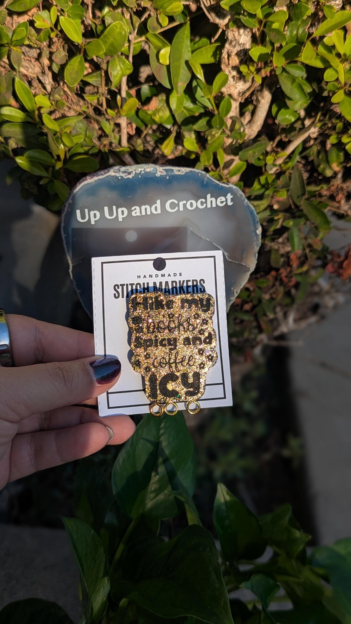 I like my books spicy and coffee icy - stitch marker pin holder