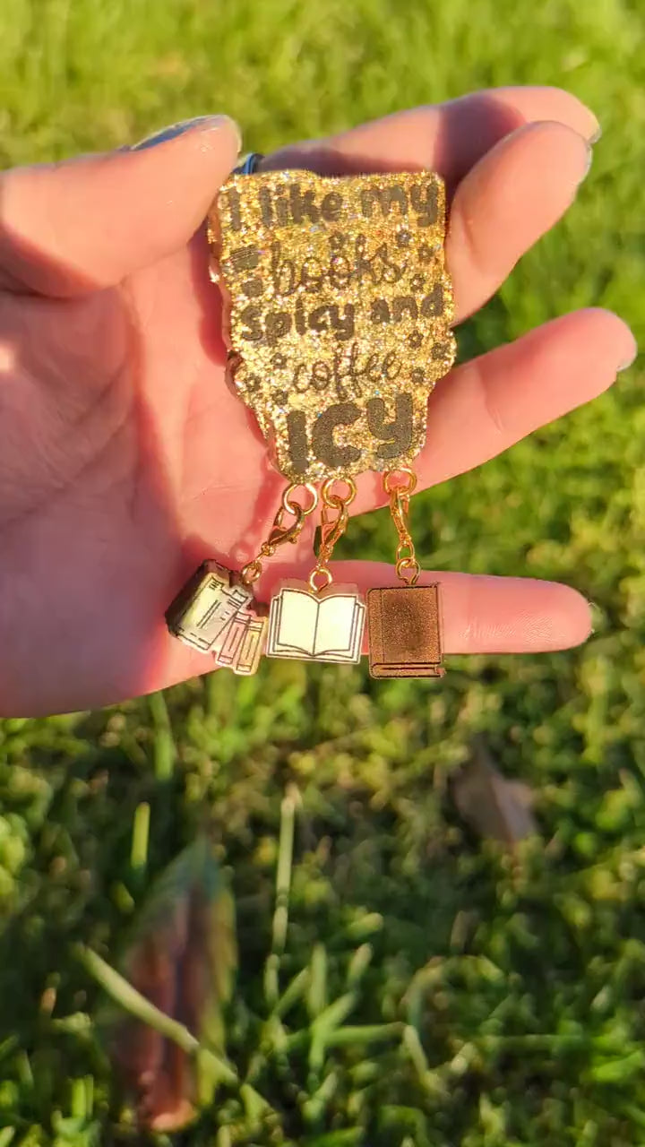 I like my books spicy and coffee icy - stitch marker pin holder